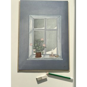 Sne udenfor mit vindue, A4 og A3