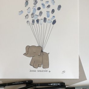 Fingeraftryk, stende elefant