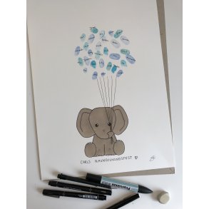 Fingeraftryk, siddende elefant